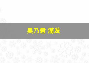 吴乃君 浦发